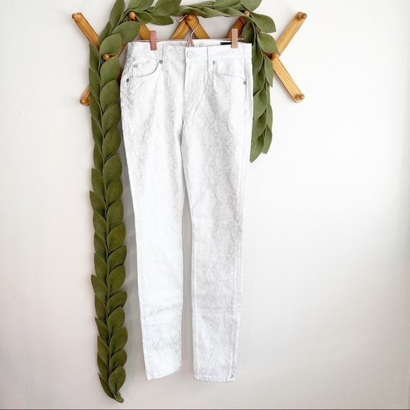 7 For All Mankind Silver Snake Embossed Jeans - Picture 2 of 9